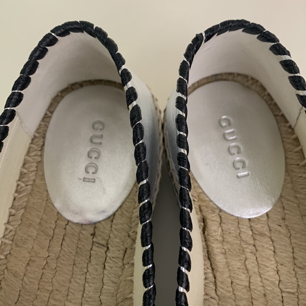 NEW Gucci Espadrille Size 37 (7) GG Marmont Silver Metallic - Picture 8 of 14
